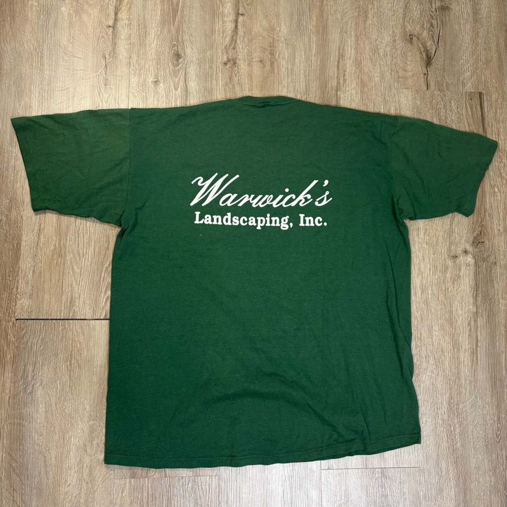 VTG Jerzees Paper Thin T Shirt XL Short Sleeve Green Single Stitch Landscaping